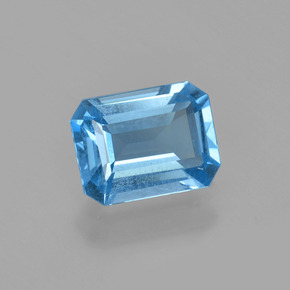 Topazio naturale blu da 1,56 ct, taglio smeraldo, VS