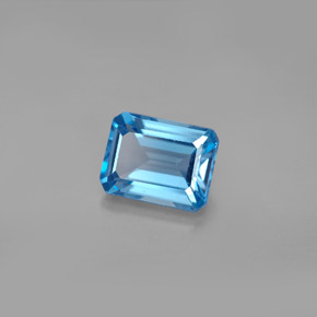 Topazio naturale blu da 2,06 ct, taglio smeraldo, VS
