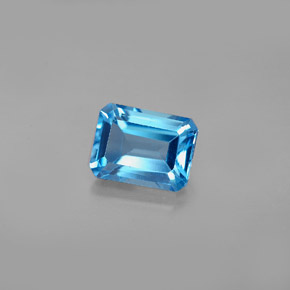 Topazio naturale blu da 2,07 ct, taglio smeraldo, VS