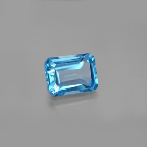 Topazio naturale blu da 2,07 ct, taglio smeraldo, VS
