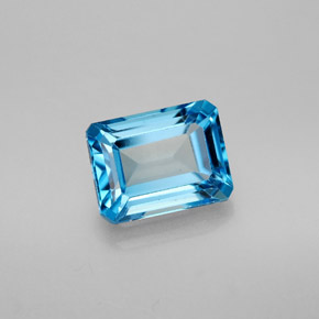 Topazio naturale blu da 2,18 ct, taglio smeraldo, VS
