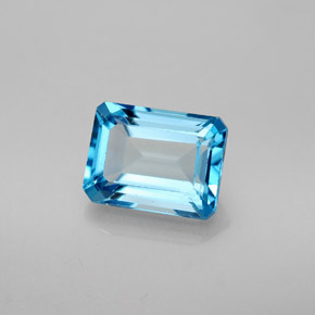 Topazio naturale blu da 2,18 ct, taglio smeraldo, VS