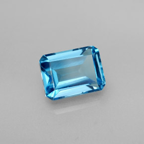 Topazio naturale blu da 2,25 ct, taglio smeraldo, VS