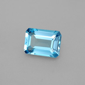 Topazio naturale blu da 1,73 ct, taglio smeraldo, VS