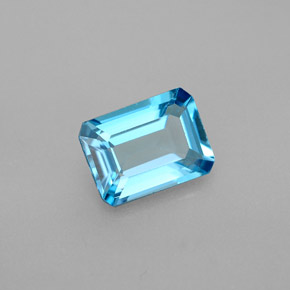 Topazio naturale blu da 1,73 ct, taglio smeraldo, VS