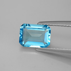 Topazio naturale blu da 2,05 ct, taglio smeraldo, VS