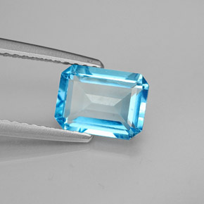 Topazio naturale blu da 2,05 ct, taglio smeraldo, VS