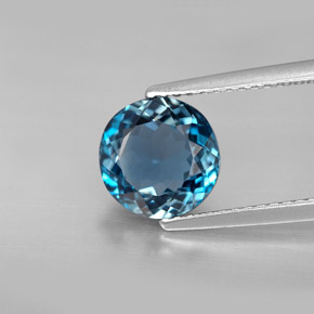 Topazio naturale blu da 2,53 ct, taglio rotondo, VVS-VS