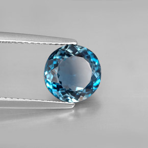 Topazio naturale blu da 2,53 ct, taglio rotondo, VVS-VS