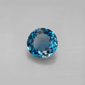 Topazio naturale blu da 2,22 ct, taglio rotondo, VVS-VS