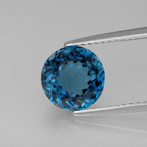 Topazio naturale blu da 2,46 ct, taglio rotondo, VVS-VS