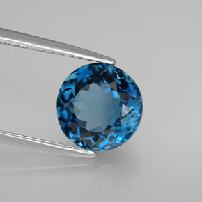 Topazio naturale blu da 2,46 ct, taglio rotondo, VVS-VS