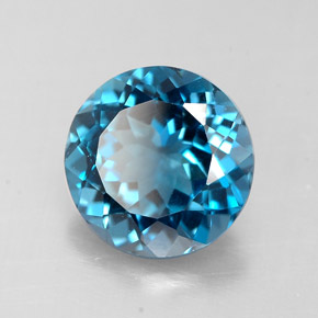 Topazio naturale blu da 2,33 ct, taglio rotondo, VVS-VS