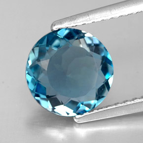 Topazio naturale blu da 1,95 ct, taglio rotondo, VVS-VS