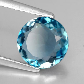 Topazio naturale blu da 1,95 ct, taglio rotondo, VVS-VS