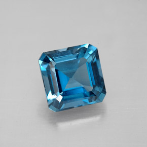 Topazio naturale blu da 3,26 ct, taglio smeraldo, VS