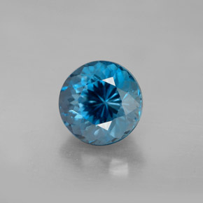Topazio naturale blu da 2,56 ct, taglio rotondo, VVS-VS
