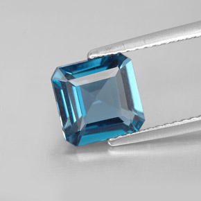 Topazio naturale blu da 2,40 ct, taglio smeraldo, VVS-VS