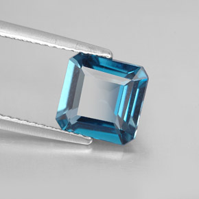 Topazio naturale blu da 2,40 ct, taglio smeraldo, VVS-VS