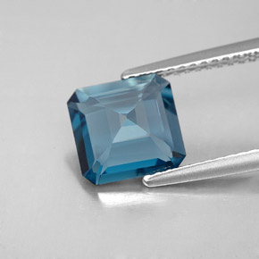 Topazio naturale blu da 2,40 ct, taglio smeraldo, VVS-VS