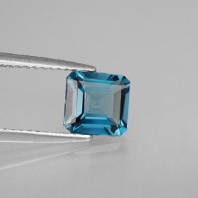 Topazio naturale blu da 1,45 ct, taglio smeraldo, VS