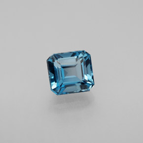 Topazio naturale blu da 1,85 ct, taglio smeraldo, VVS-VS