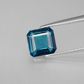 Topazio naturale blu da 1,43 ct, taglio smeraldo, VVS-VS
