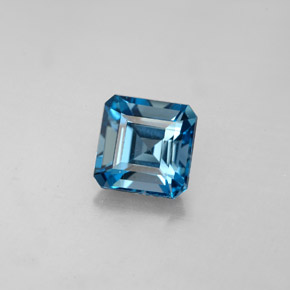 Topazio naturale blu da 2,05 ct, taglio smeraldo, VVS-VS