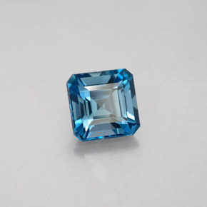 Topazio naturale blu da 2,05 ct, taglio smeraldo, VVS-VS