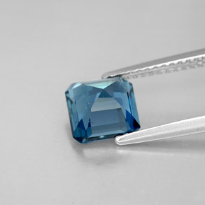 Topazio naturale blu da 2,05 ct, taglio smeraldo, VVS-VS