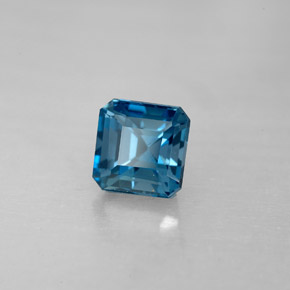 Topazio naturale blu da 1,87 ct, taglio smeraldo, VVS-VS