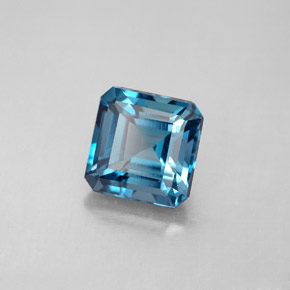 Topazio naturale blu da 2,42 ct, taglio smeraldo, VS