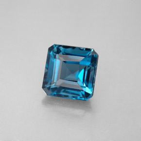 Topazio naturale blu da 2,32 ct, taglio smeraldo, VS