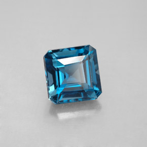 Topazio naturale blu da 2,32 ct, taglio smeraldo, VS
