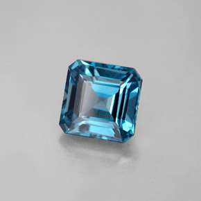 Topazio naturale blu da 2,53 ct, taglio smeraldo, VS