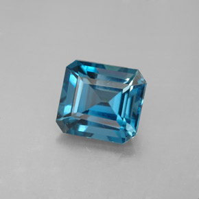 Topazio naturale blu da 2,64 ct, taglio smeraldo, VVS-VS