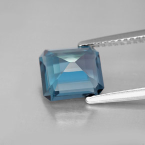 Topazio naturale blu da 2,64 ct, taglio smeraldo, VVS-VS