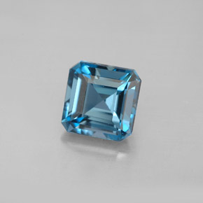 Topazio naturale blu da 2,16 ct, taglio smeraldo, VVS-VS
