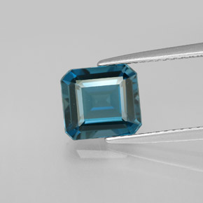 Topazio naturale blu da 2,71 ct, taglio smeraldo, VVS-VS