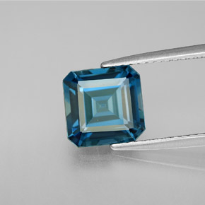 Topazio naturale blu da 2,80 ct, taglio smeraldo, VVS-VS