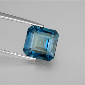 Topazio naturale blu da 2,80 ct, taglio smeraldo, VVS-VS