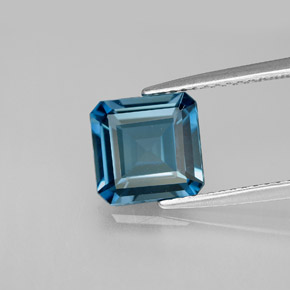 Topazio naturale blu da 2,58 ct, taglio smeraldo, VS