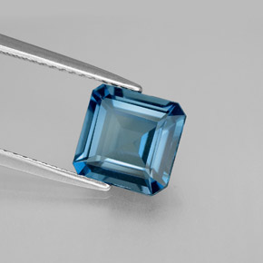 Topazio naturale blu da 2,58 ct, taglio smeraldo, VS