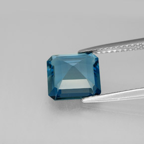Topazio naturale blu da 2,58 ct, taglio smeraldo, VS