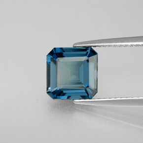 Topazio naturale blu da 2,37 ct, taglio smeraldo, VVS-VS