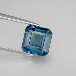 Topazio naturale blu da 2,37 ct, taglio smeraldo, VVS-VS