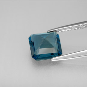 Topazio naturale blu da 2,37 ct, taglio smeraldo, VVS-VS