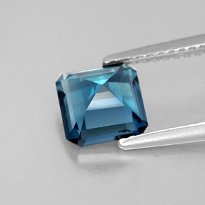 Topazio naturale blu da 1,78 ct, taglio smeraldo, VVS-VS