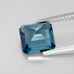 Topazio naturale blu da 2,16 ct, taglio smeraldo, VVS-VS
