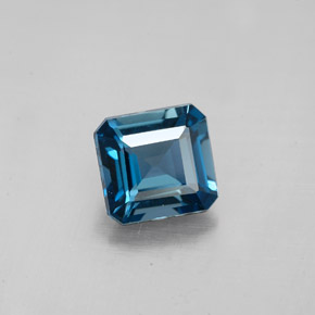 Topazio naturale blu da 1,90 ct, taglio smeraldo, VVS-VS